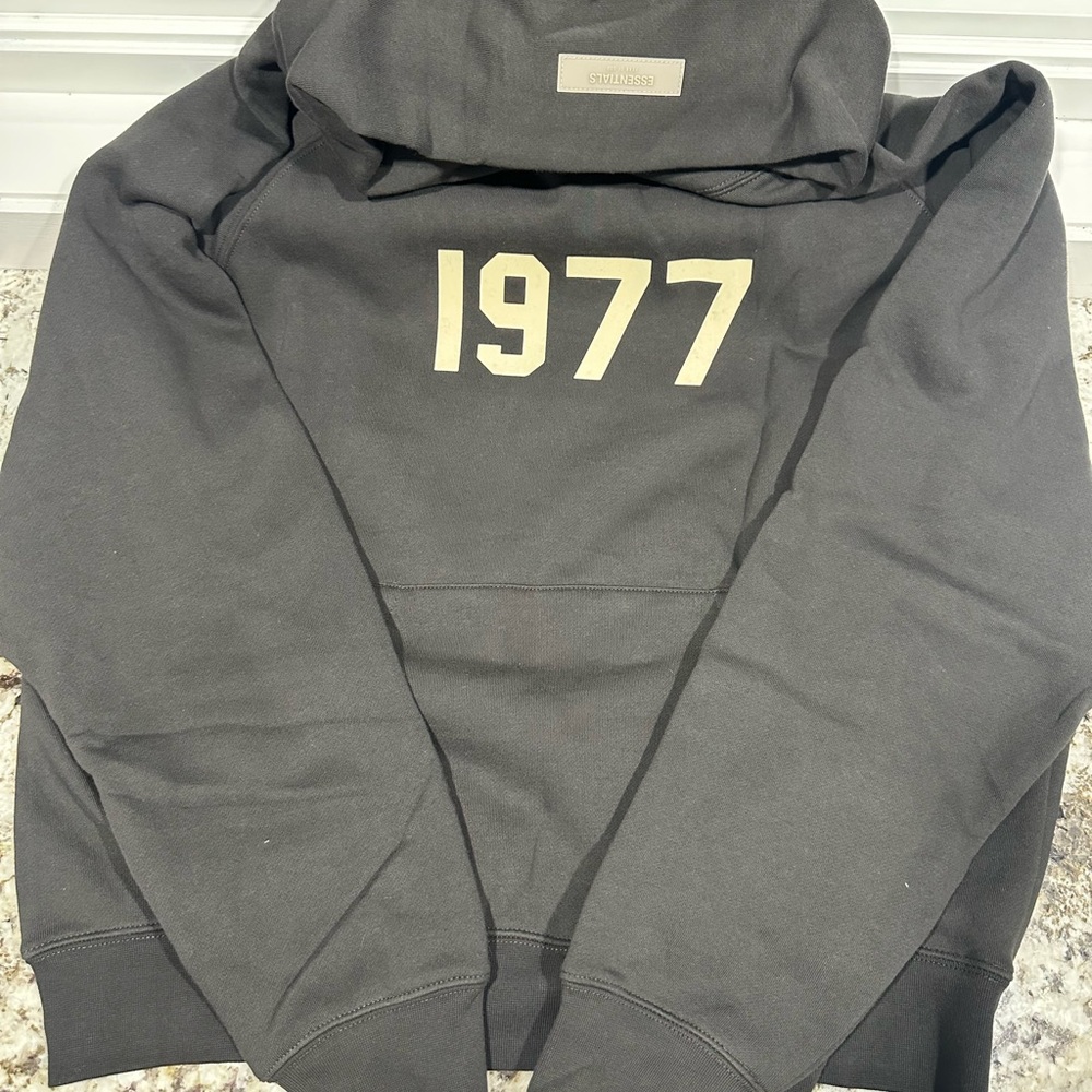 NWT 100% authentic essentials 1977 hoodie iron color